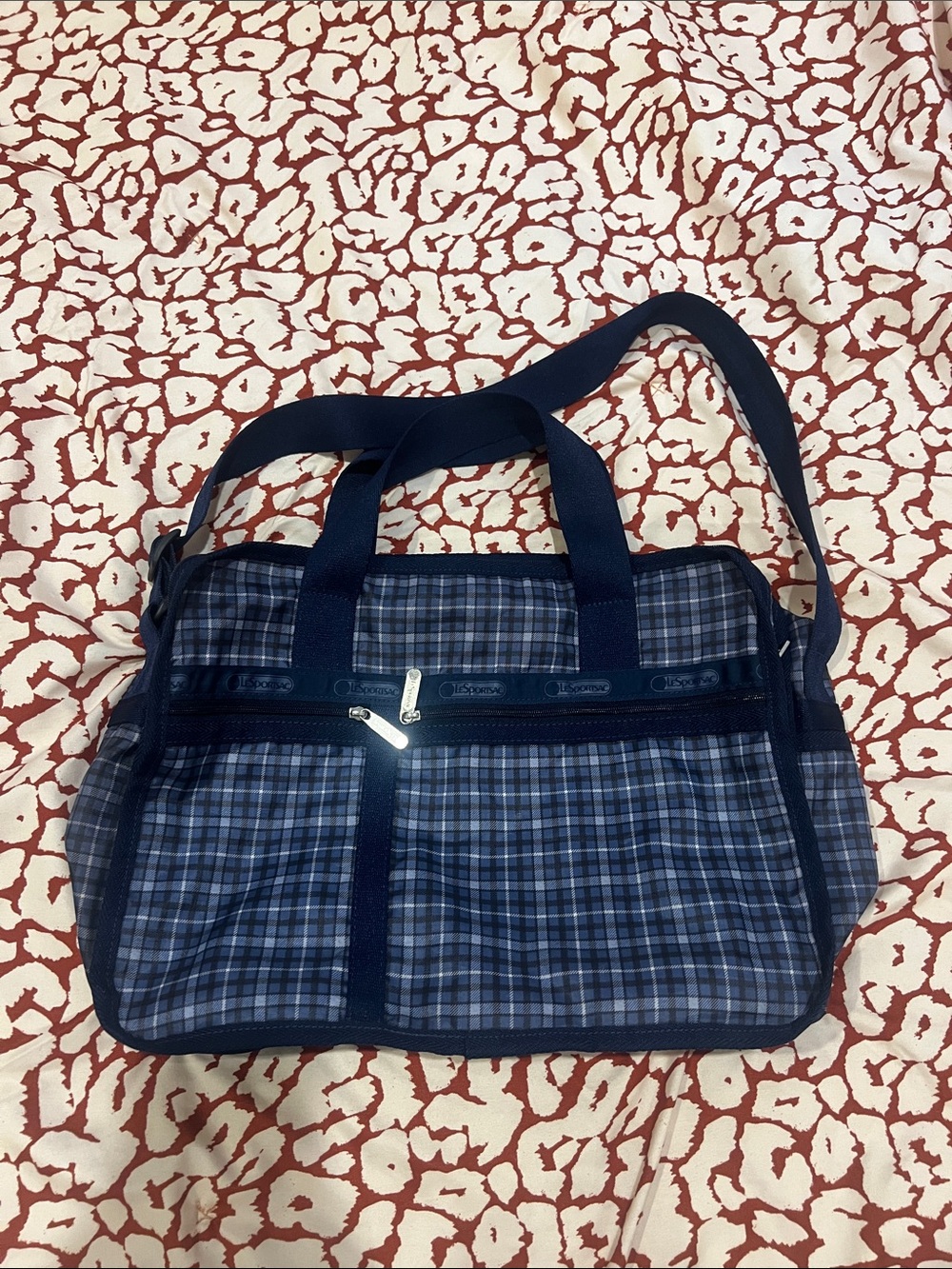 Lesportsac Navy Blue Plaid Shoulder Tote